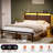 Livia Queen Platform Bed with Storage Headboard, LED Light & Charging Station, USB & Type-C Ports, No Box Spring Needed-735571773-677896139