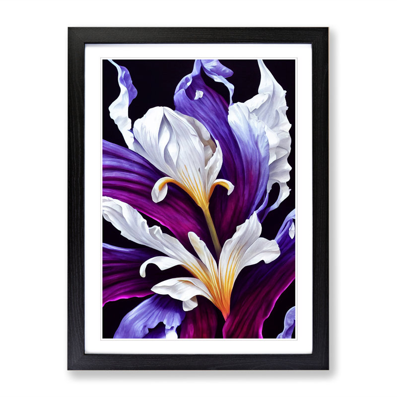 Philbert Iris Flower - Picture Frame Print, 46cm H x 34cm W x 2cm D, Oak