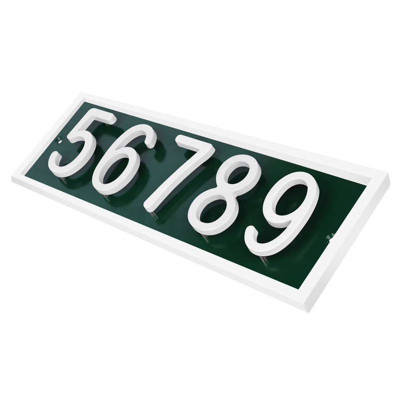 Plaque d'adresse horizontale flottante en aluminium Royal Shade, Blanc, Oui, Vert