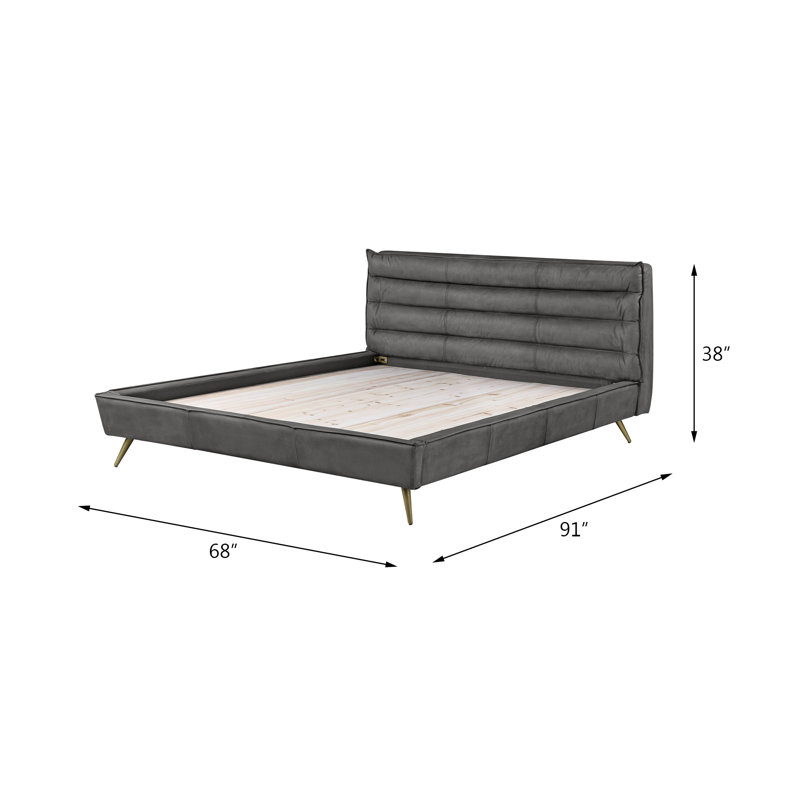 Lamarria Upholstered Low Profile Platform Bed, Queen, Gray
