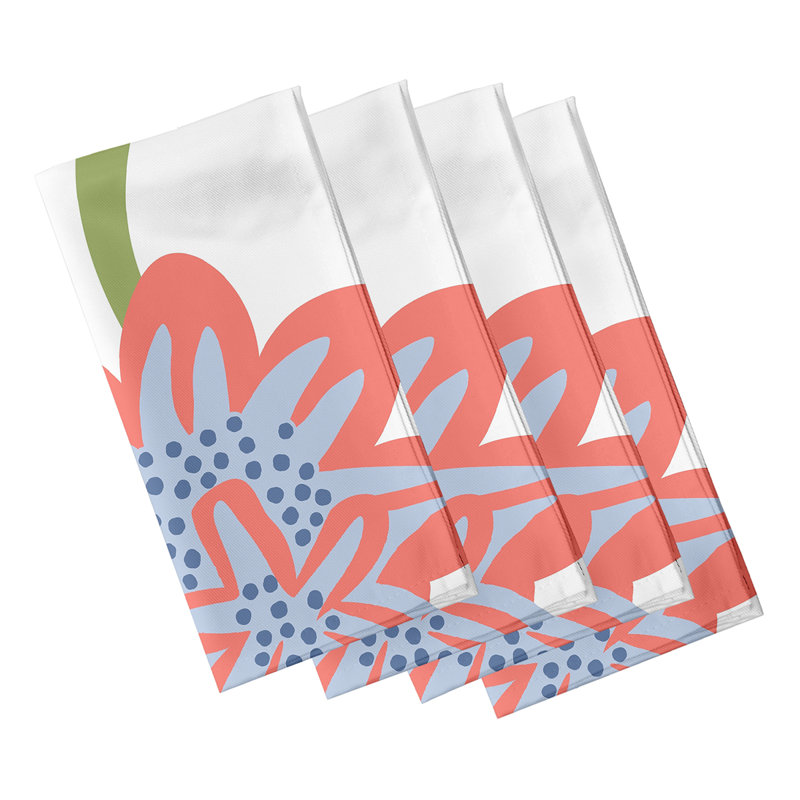Cihat Polyester Floral Square Napkin, Pink
