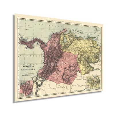 " 1898 Colombia And Venezuela Map "