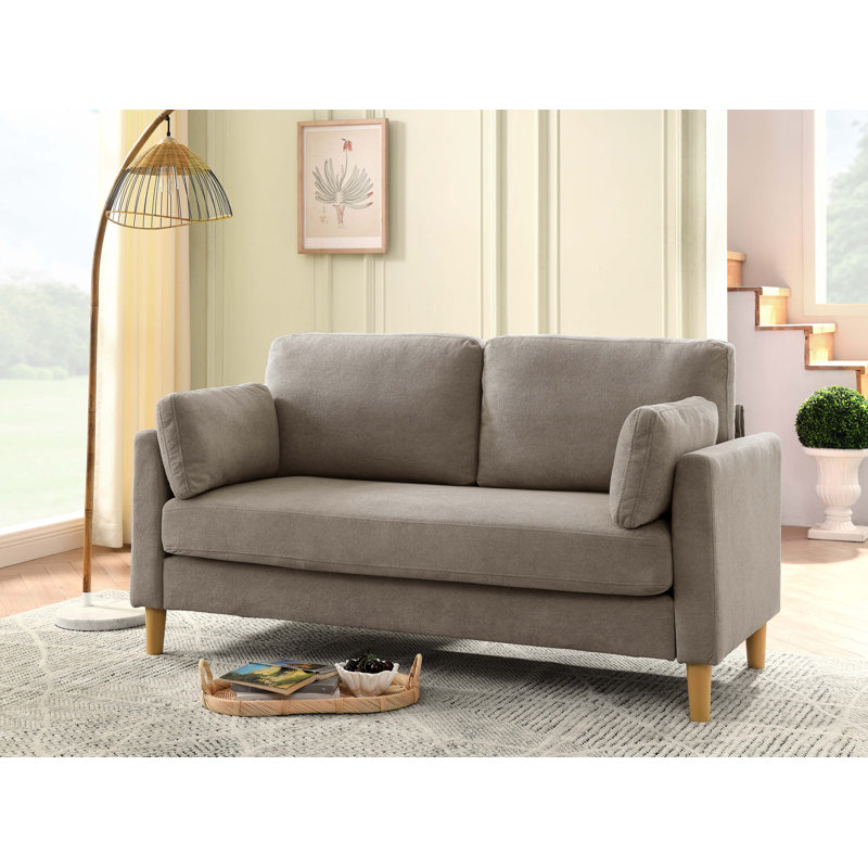 Modern Minimalist 2-Seater Sofa, Khaki