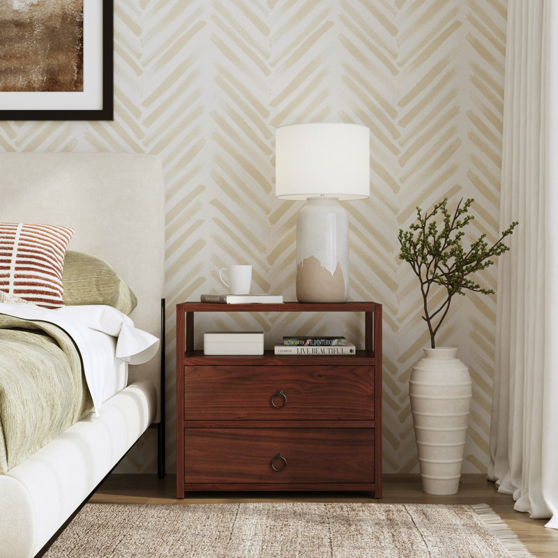 Lark 2 Drawer Wide Nightstand, Natural