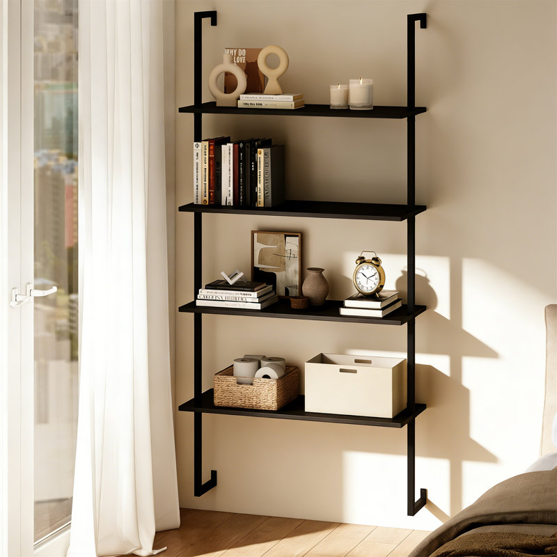 163cm H x 76cm W Metal Standard Bookcase, Black