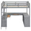 Lit mezzanine en bois avec bureau en U, compartiments de rangement et miroir à trois volets-1489760724
