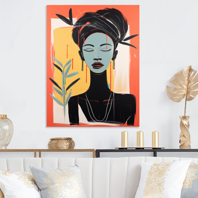 Noir et rose, art africain traditionnel, portrait II - art mural afro-américain en métal