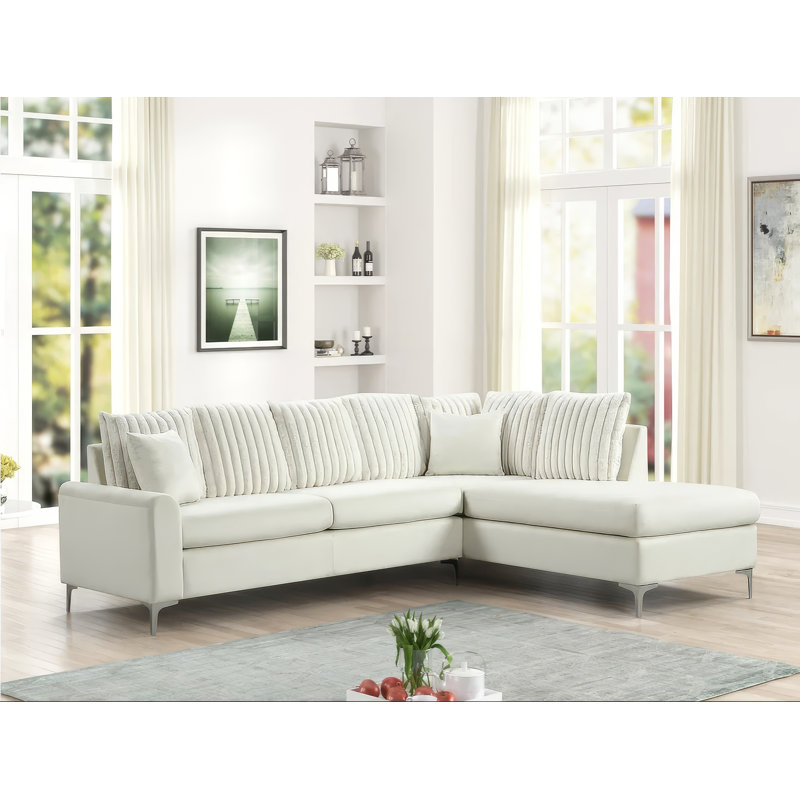 Canapé modulaire en velours Eliana, Velours beige