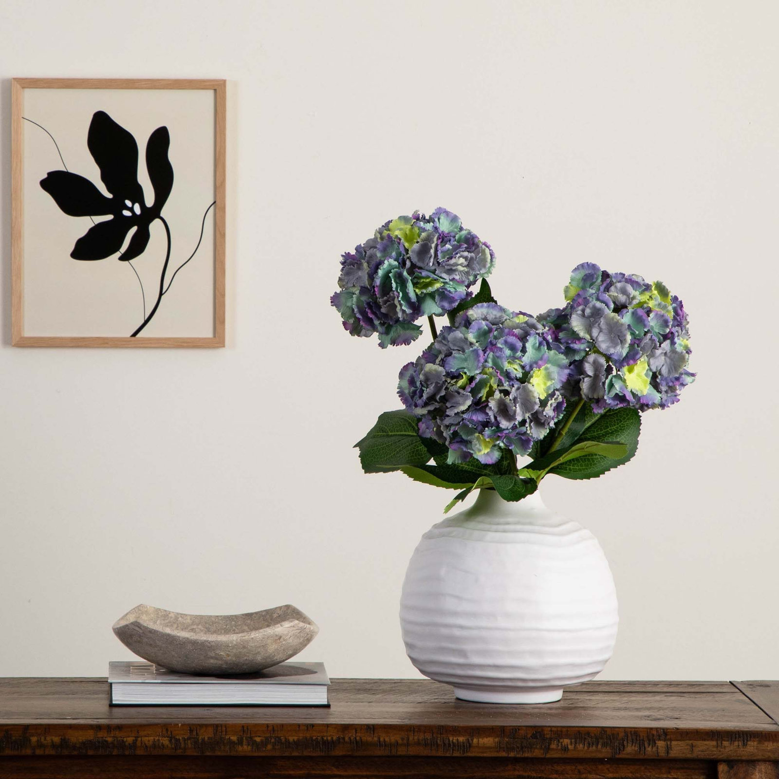 30in. Artificial Hydrangea Flower Stems, Set of 3, Blue