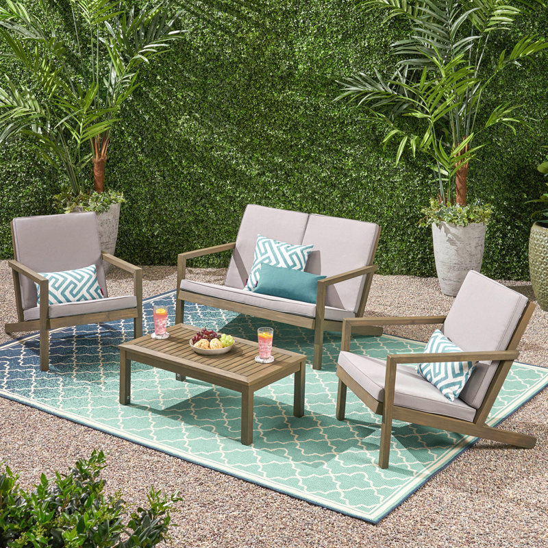 Mobilier de patio d'extérieur 4 pièces Leah Chat