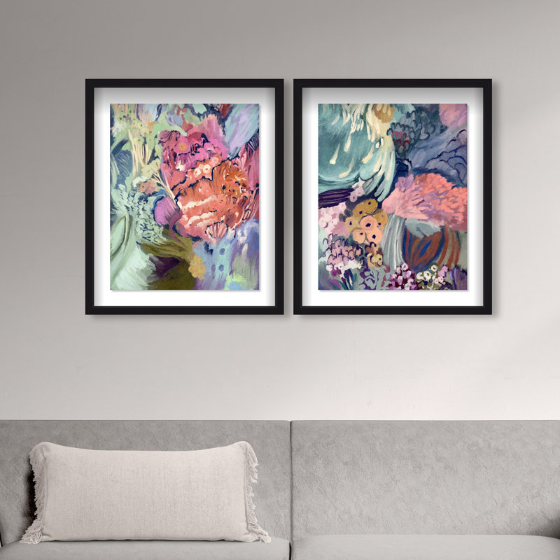 Abstract Botanicals Set Set by Oliver Gal, 51"H x 43"W, Black Shadowbox