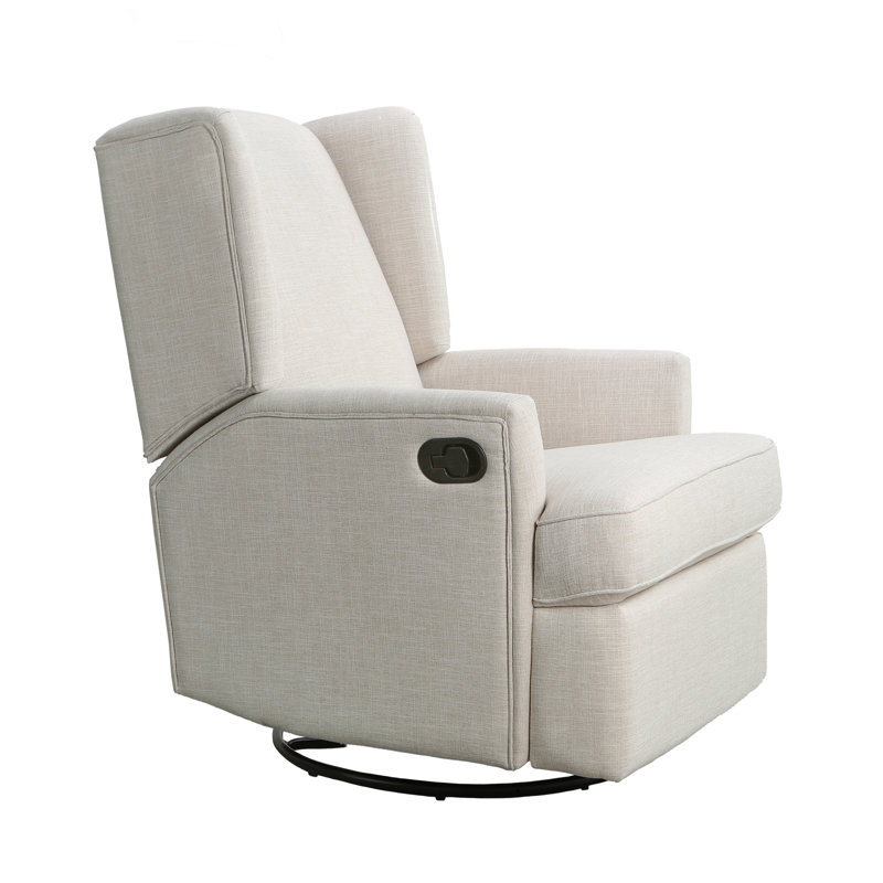 Swivel Reclining Glider, Oatmeal Polyester Blend