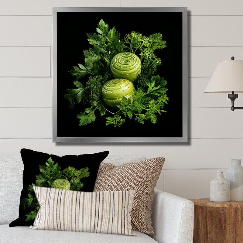 Fennel Herbs Fantasy 1 - Floral Herbs, art mural, H 16 po x l 16 po x P 1 po, Cadre photo noir