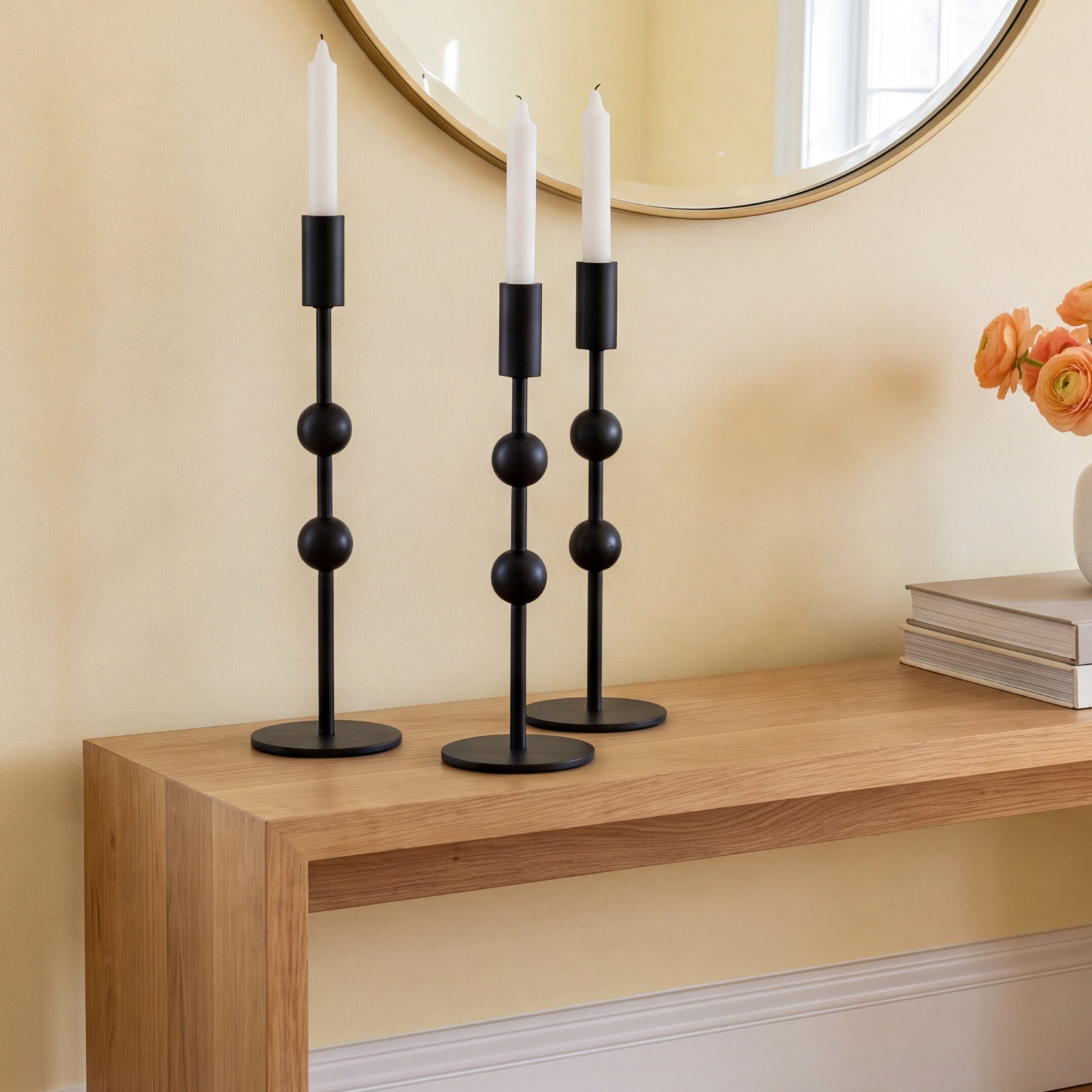 Sand-Cast Aluminum Candlestick Holder, Black