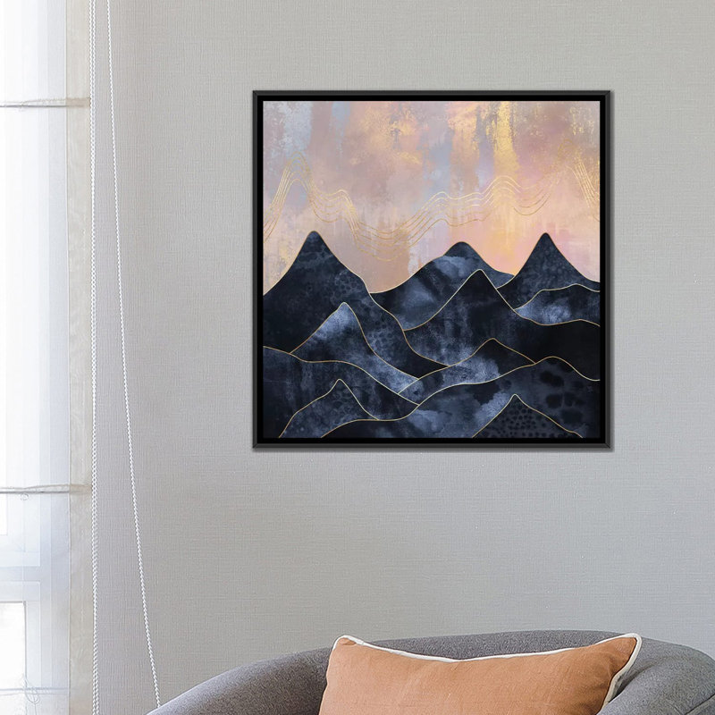 « mountainscape », impression sur toile, H 18 po x l 18 po x P 1,5 po, Toile avec cadre noir, Pas de tapis