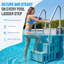 Échelle de piscine robuste à 4 marches en plastique, pour piscines creusées et hors sol, gris foncé.-136959657