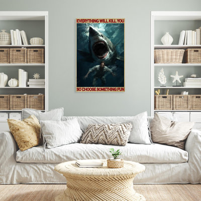 «Shark So Choisissez Quelque chose amusant», reproduction d'art graphique sur toile tendue 1 pièce