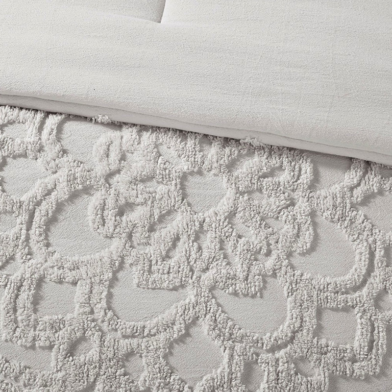 Édredon en médaillon de coton gris très grand / très grand pour une chambre romantique, Gris