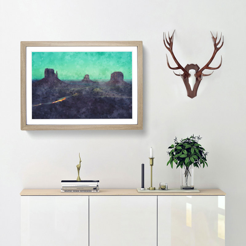 Oljato-Monument Valley - Picture Frame Painting Print, 62cm H x 87cm W x 2cm D, Oak Framed