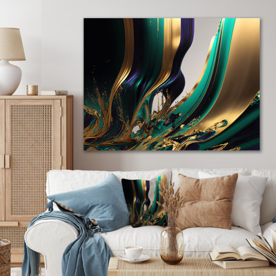 Agate verte et dorée III - décoration murale moderne en métal