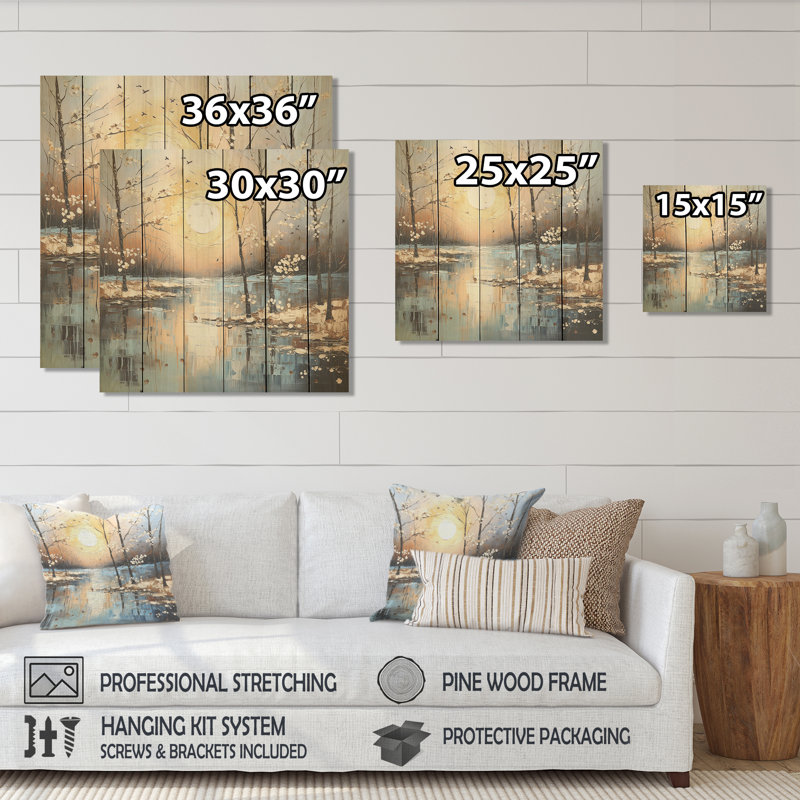 Grey Spring Time Forest Tranquillity II - Fruits On Wood Print, 15" H x 15" W