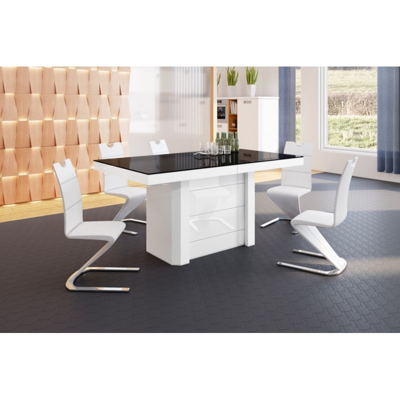 Chonna Extendable Dining Table, Black/White