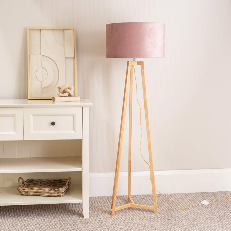 Rhavyn 148cm Traditional Floor Lamp, Blush Pink, Natural