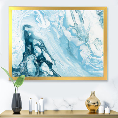 Vague bleue liquide - peinture sur toile