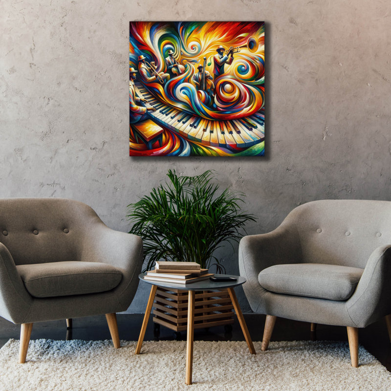 «Jazzplotion 2» par Rich Monet, art mural sur toile, H 37 po x l 37 po x P 1,5 po