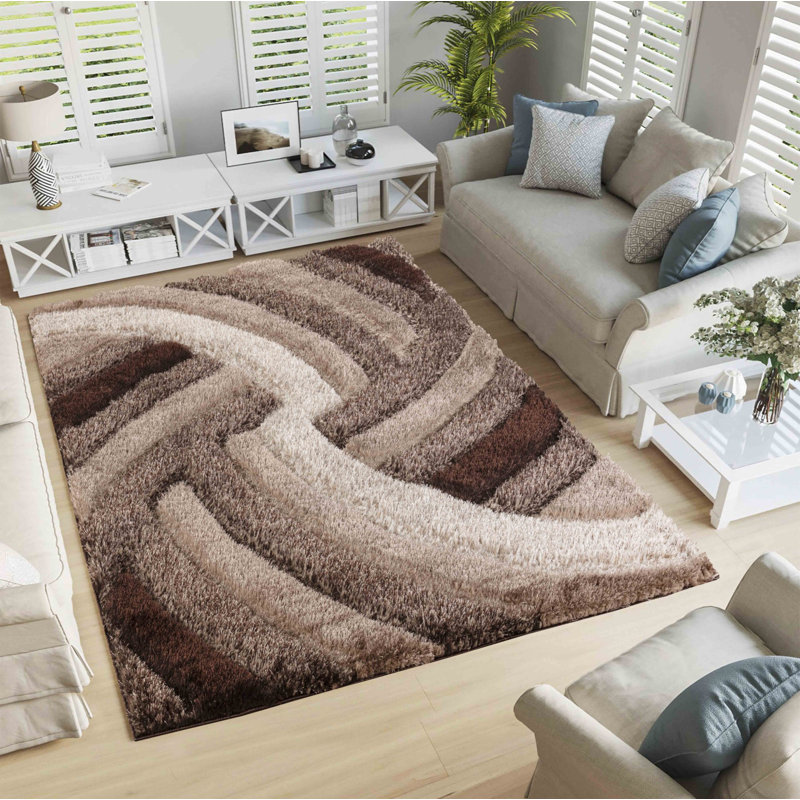 Frio Brown/Beige Shaggy Indoor Rug, Rectangle 160 x 230cm