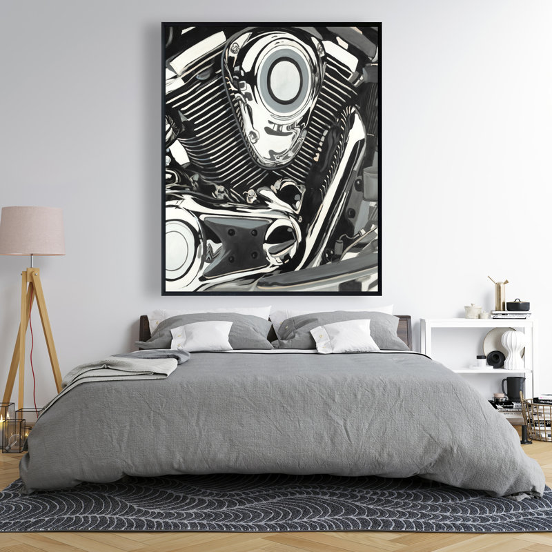 Motorcycle Engine Canvas Art | Transportation Home Decor