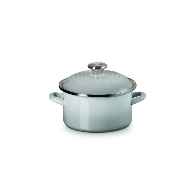 Le Creuset Enamel On Steel Petite Stockpot 3.8Qt. Flame, Sea Salt