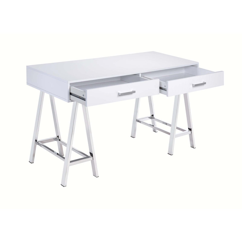 Bureau d'écriture Coleen, Blanc / argenté