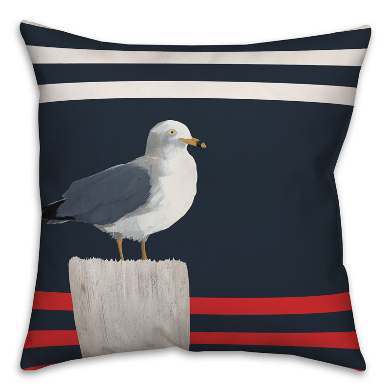  Coussin Nautical Seagull, 16 po x 1 po, Polyester / Bourre en polyester