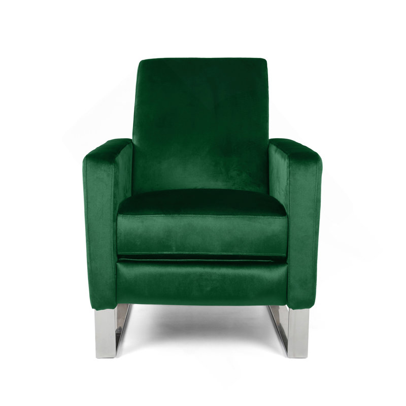 Arvin Push Back High Metal Leg Recliner, Emerald