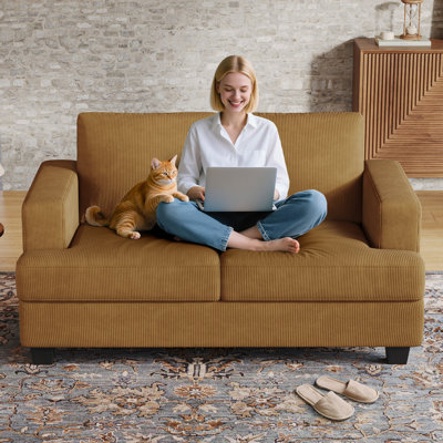 63" 2-Seater Upholstered Square Arm Sofa