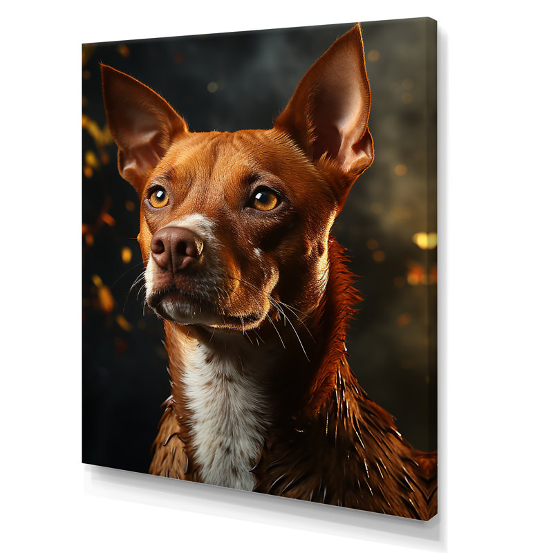 Chien Basenji Bliss III sur toile, H 44 po x l 34 po x P 1,5 po, Toile tendue