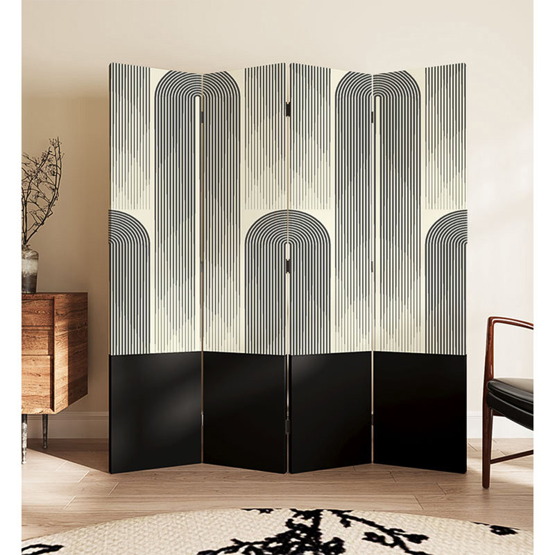 Cloison d'intimité pliable 4 panneaux Mid Century, H 78,74 po x l 15,75 po x P 1,18 po