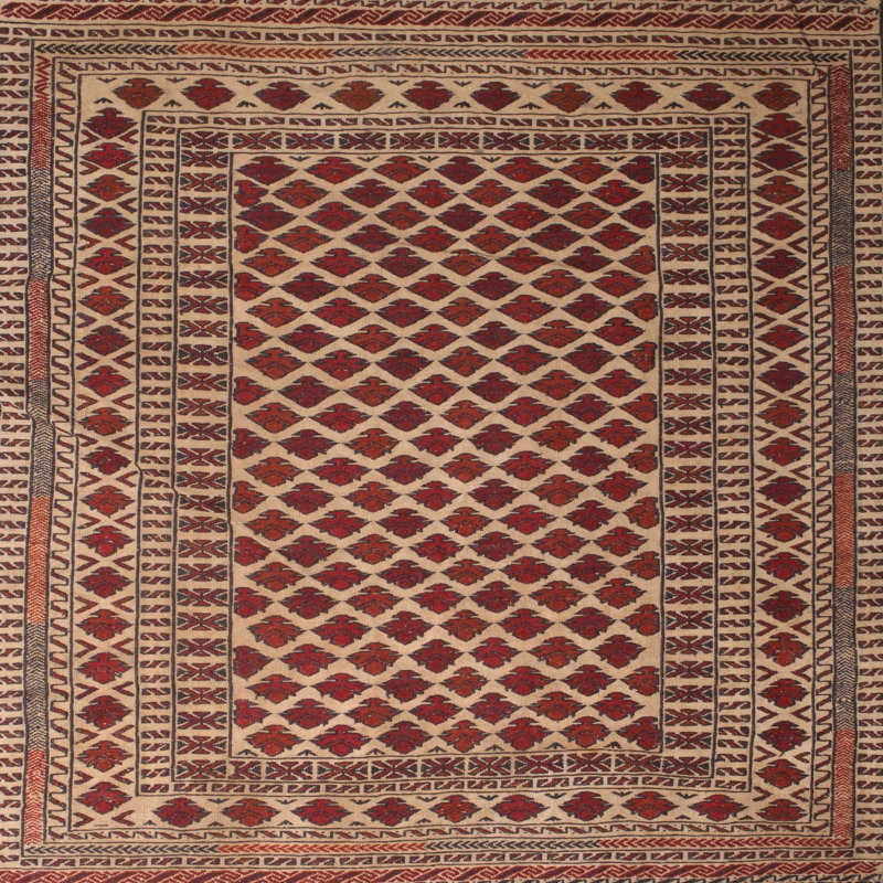 Tapis beige Southwestern, Carré 8 pi