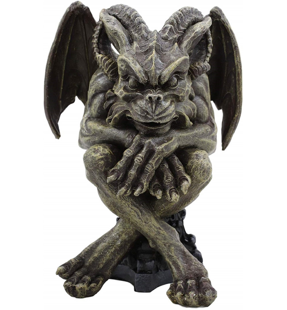Winged Horned Gargoyle Sitting on Cathedral Pedestal The Holiday Aisle®