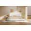 Base de lit rembourrée grand format polyvalente, base en bois massif robuste, revêtement en boucle douce, ton blanc, s'adapte à la plupart des agencements de chambre standard