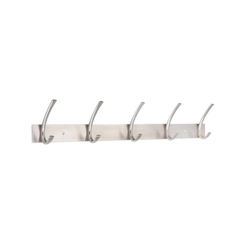 Brushed Nickel 5-Hook Coat and Hat Rack