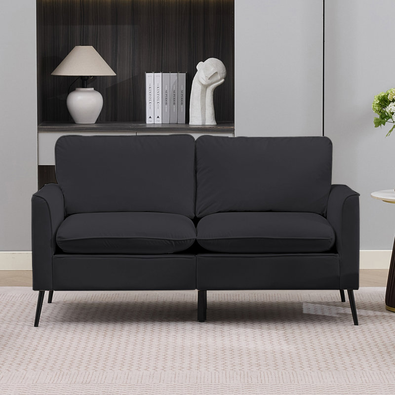 Causeuse en cuir TS Cat, Similicuir noir