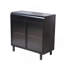 Buffet moderne avec portes en verre trempé figuré, dessus rabattable, tablettes intérieures et structure en métal - Console de rangement élégante pour salle à manger, cuisine, salon et entrée, noir