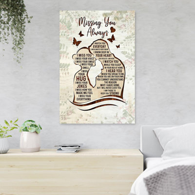 Couple Falling In Love - Missing You Always - 1 Piece Rectangle Graphic Art Print On Wrapped Canvas