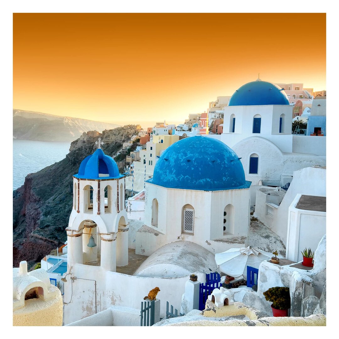 Matt Fototapete Sonnenuntergang über Santorin 2,88 m x 288 cm