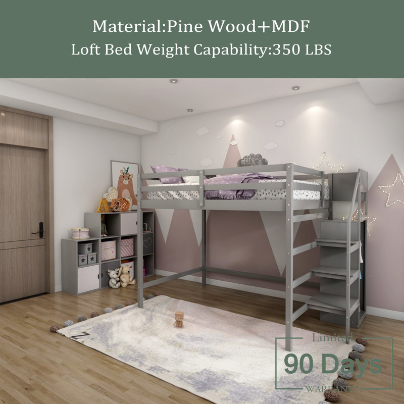 Jaleiya Kids Full Loft Bed, Gray