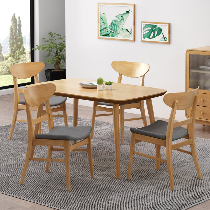 Chaise d'appoint en bois massif Barros, Gris foncé, Chêne naturel