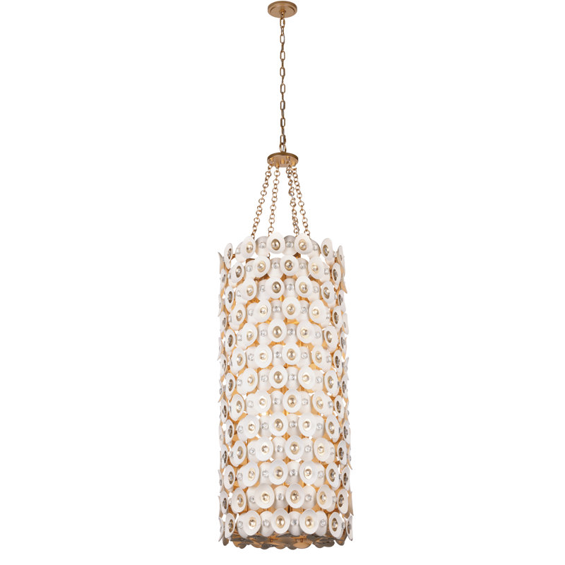 Fawn Gold Coconut Shell 12-Light Pendant Chandelier