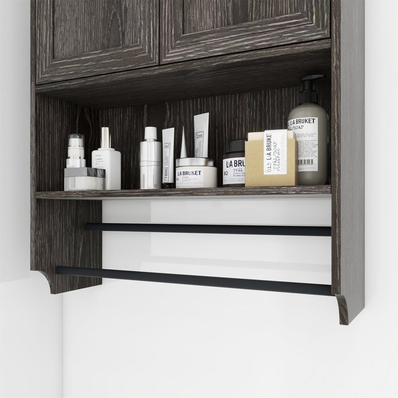 Armoire murale de salle de bain avec portes, Gris